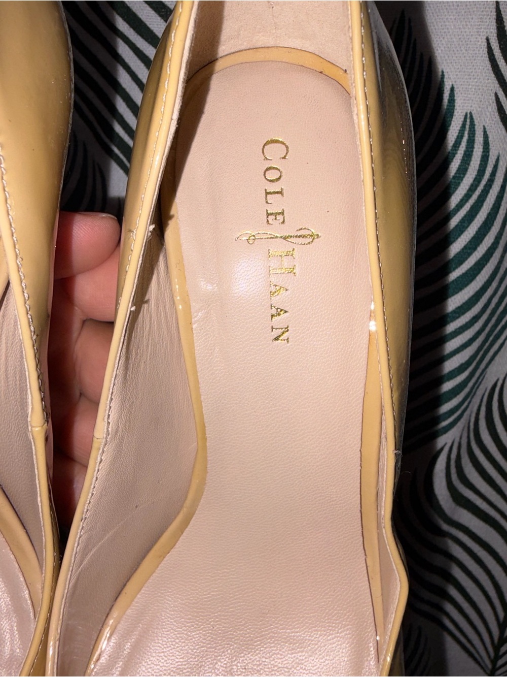 Cole Haan Yellow Patent Leather Peep-Toe Heels - Picture 5 of 8